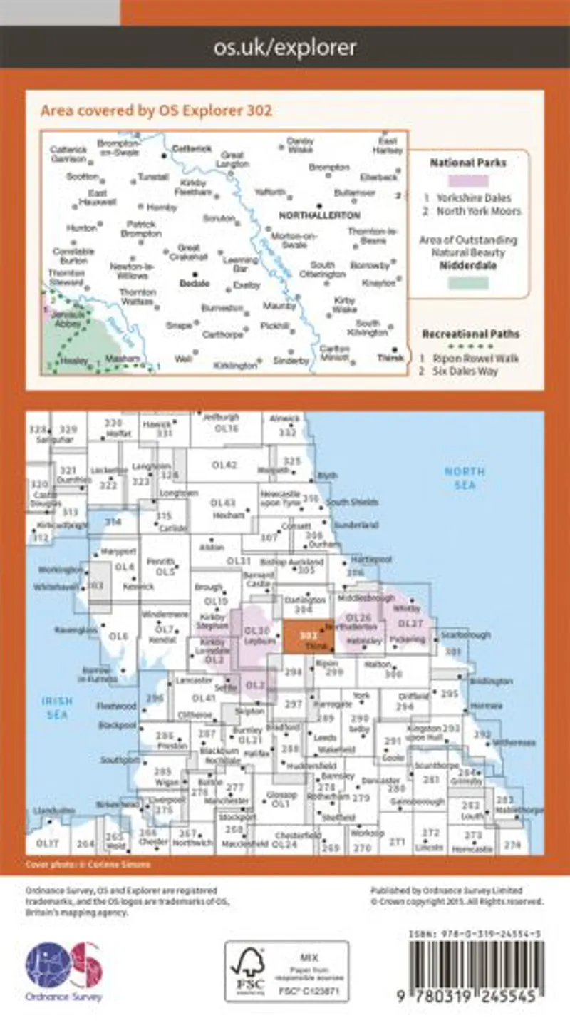 OS Explorer Map 302 - Northallerton and Thirsk - Catterick and Bedale-1